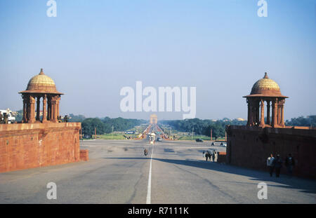 Avis de Rajpath de Rashtrapati Bhavan, New Delhi, Inde Banque D'Images