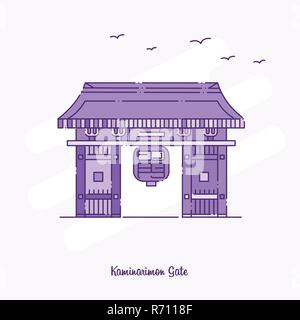 KAMINARIMON GATE Monument Purple Ligne pointillée skyline vector illustration Illustration de Vecteur