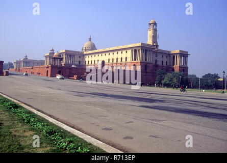 Avis de Rashtrapati Bhavan (bloc nord) de Rajpath, New Delhi, Inde Banque D'Images