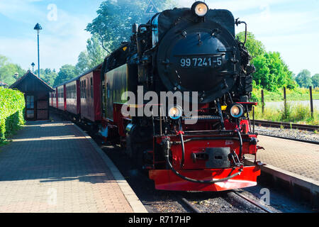 Brockenbahn, fer Brocken, arrivant à la gare de Wernigerode, Wernigerode, Harz, Saxe-Anhalt, Allemagne Banque D'Images