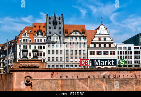 LEIPZIG, ALLEMAGNE - 28 juillet 2018 : le marché, de 1950 à 1954 le Platz des Friedens (place de la paix) Banque D'Images