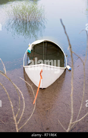 Vieux bateau pêcheur blanc abandonné Banque D'Images