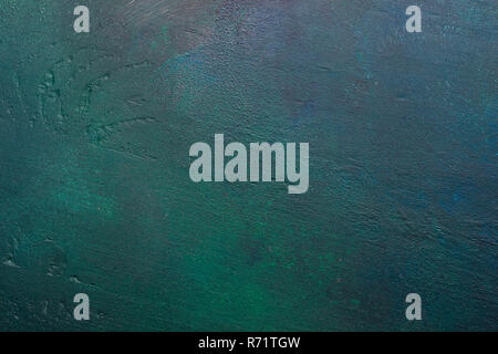 Bleu-vert foncé, fond en bois peint. Banque D'Images