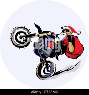 Santa Claus moto bike Ride vector illustration Illustration de Vecteur