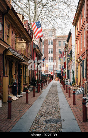 Elfreth's Alley, dans la vieille ville, Philadelphie, Pennsylvanie. Banque D'Images