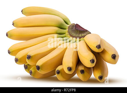 Mini bananes isolé sur fond blanc. Chemin de détourage. La profondeur de champ. Banque D'Images