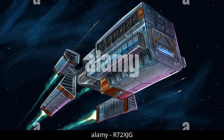 Concept Art Peinture de Space Ship Banque D'Images