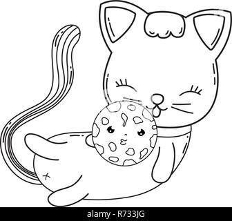 Chat mignon avec cookie Illustration de Vecteur