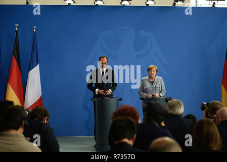 L'anglais Primie Ministre Edouard Philippe visite à Berlin pour rencontrer la chancelière allemande Angela Merkel le 15 septembre 2017 à la Chancellerie fédérale Banque D'Images