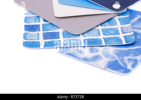 Revêtement piscine des échantillons de couleur sur fond blanc. Banque D'Images