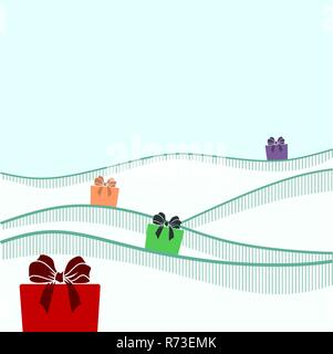 Cadeaux de Noël sur hills Banque D'Images