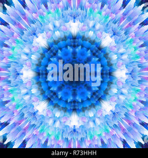 Abstract floral background radiale. Motif flocon de fantaisie. Belle texture kaléidoscope. Mandala de décoration ornement dans des tons bleus. Banque D'Images