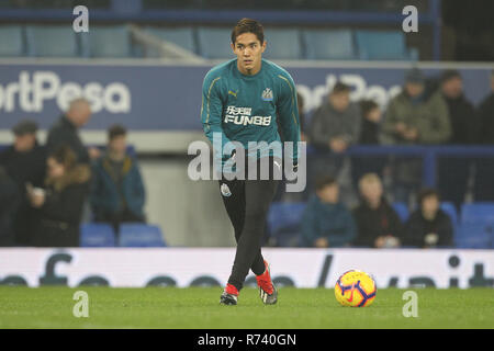 Liverpool, Royaume-Uni. Mercredi 5 décembre 2018. Yoshinori Muto de Newcastle United avant le premier match de championnat entre Newcastle United et Everton à Goodison Park, Liverpool. (Crédit : MI News & Sport | Alamy News) Banque D'Images