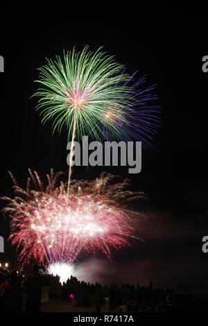 D'artifice à Sidmouth régate. L'est du Devon, Royaume-Uni. L'été, 2018 Banque D'Images