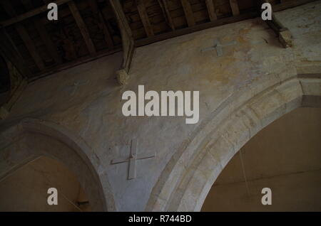 Peinture murale'. St Nicholas church. Oddington inférieur. Le Macmillan Way. Sentier de longue distance. Le Gloucestershire. Des Cotswolds. L'Angleterre. UK Banque D'Images