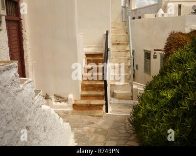 Rue de l'ancienne ville de Chora, Naxos Island, Grèce Banque D'Images