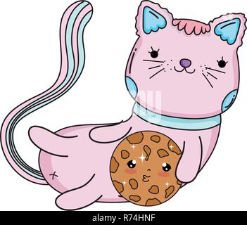 Chat mignon avec cookie Illustration de Vecteur