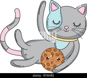 Chat mignon avec cookie Illustration de Vecteur