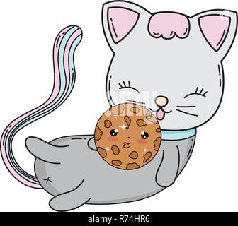 Chat mignon avec cookie Illustration de Vecteur