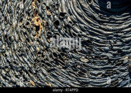 Des dessins et des formes sur la coulée de lave de l'île Santiago dans les Galapagos, Equateur Banque D'Images