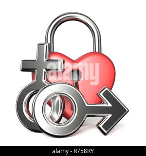 Cadenas en forme de coeur, hommes et femmes 3D connexion Banque D'Images