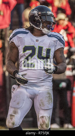 San Francisco, Californie, USA. Dec 8, 2013. Seattle Seahawks running back Marshawn Lynch (24) le dimanche, Décembre 8, 2013 à San Francisco, Californie. Les 49ers a battu les Seahawks. 19-17. Crédit : Al Golub/ZUMA/Alamy Fil Live News Banque D'Images