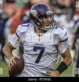 San Francisco, Californie, USA. Août 25, 2013. Minnesota Vikings quarterback Christian Ponder (7) le dimanche, Août 25, 2013 à San Francisco, Californie. Les 49ers défait les Vikings 34-14 dans la pré-saison jeu. Crédit : Al Golub/ZUMA/Alamy Fil Live News Banque D'Images