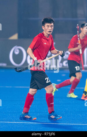 BHUBANESWAR, 06-12-2018 d'Odisha, Coupe du monde de hockey 2018 Bhubaneswar. Lieu : Stade de Kalinga. Guo Zixiang au cours de la partie l'Australie contre la Chine. Banque D'Images