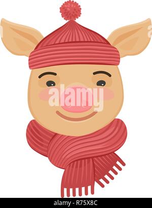 Peu drôle chat en tricot de bonnet et écharpe. Cartoon vector illustration Illustration de Vecteur