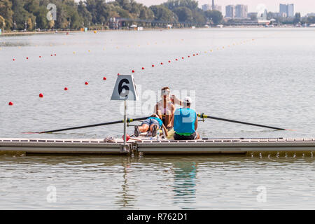 PLOVDIV, BULGARIE - 26 juillet 2015 - championnat du monde d'aviron des moins de 23 ans. Les jeunes, hommes et femmes, compeating dans différents événements d'aviron. Banque D'Images