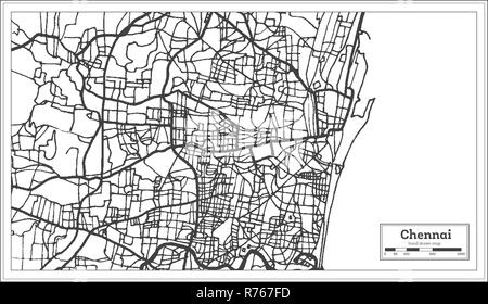 Chennai Inde Plan de ville en style rétro. Une carte de Noël. Vector Illustration. Illustration de Vecteur