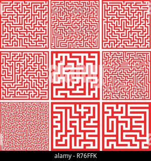 Ensemble de labyrinthes colorés/ Bon pour logo ou une icône, Vector illustration d'arrière-plan. Illustration de Vecteur