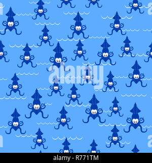 Calmar européenne transparente Silhouette tendance. Mignon de fruits de mer. Sous l'eau des animaux. Monstre de mer Banque D'Images