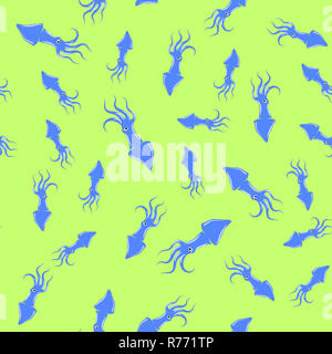 Calmar européenne transparente Silhouette sur fond jaune. Mignon de fruits de mer. Sous l'eau des animaux. Monstre de mer Banque D'Images