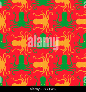 Pieuvre colorée transparente icône Modèle. Stilized design texturé. Modèle de fruits de mer. Banque D'Images