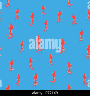 Calmar européenne transparente Silhouette tendance. Mignon de fruits de mer. Sous l'eau des animaux. Monstre de mer Banque D'Images