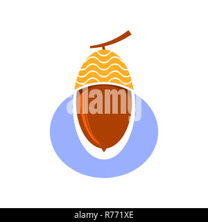 Icône Acorn mûrs. Chêne automne Logo de noix et de graines Banque D'Images