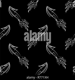 Silhouette Squid. motif transparent Mignon de fruits de mer. Sous l'eau des animaux. Monstre de mer Banque D'Images