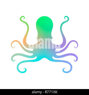 L'icône colorée Octopus. Stilized Logo Design. Symbole de la mer. Banque D'Images