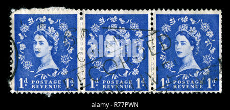 Timbre-poste de la Grande-Bretagne à la reine Elizabeth II - Predecimal Wilding série émise en 1953 Banque D'Images