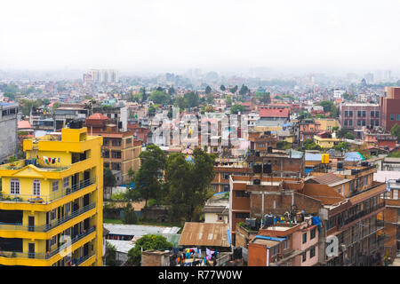 Vue panoramique sur la ville de temple de Swayambhunath Kathmandou, Népal complexes. Banque D'Images