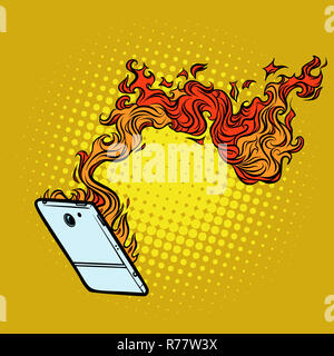 La destruction des flammes. smartphone technology Banque D'Images