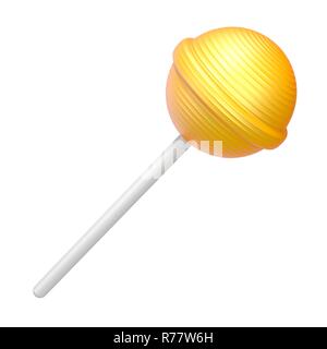 Sucette jaune le rendu 3D illustration sur fond blanc Banque D'Images