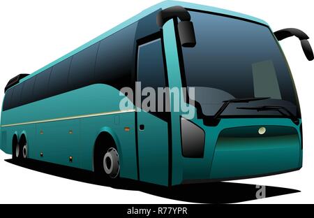 Bus de tourisme vert. Coach. Pour les concepteurs d'illustration vectorielle Illustration de Vecteur