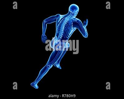 Rendu 3d illustration d'un jogger de skeleton. Banque D'Images