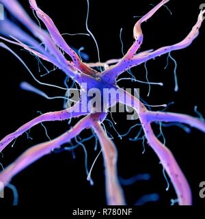 Rendu 3d illustration d'une cellule nerveuse. Banque D'Images