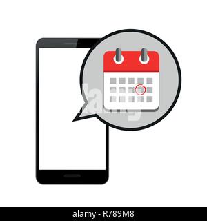 Rendez-vous dans votre calendrier en ligne rouge dans un smartphone vector illustration EPS10 Illustration de Vecteur