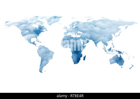 Carte du monde et les nuages Banque D'Images