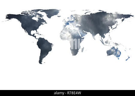 Carte du monde et de fumée Banque D'Images