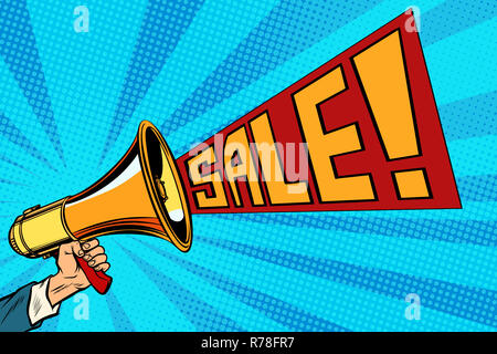 Le président mégaphone texte vente Banque D'Images